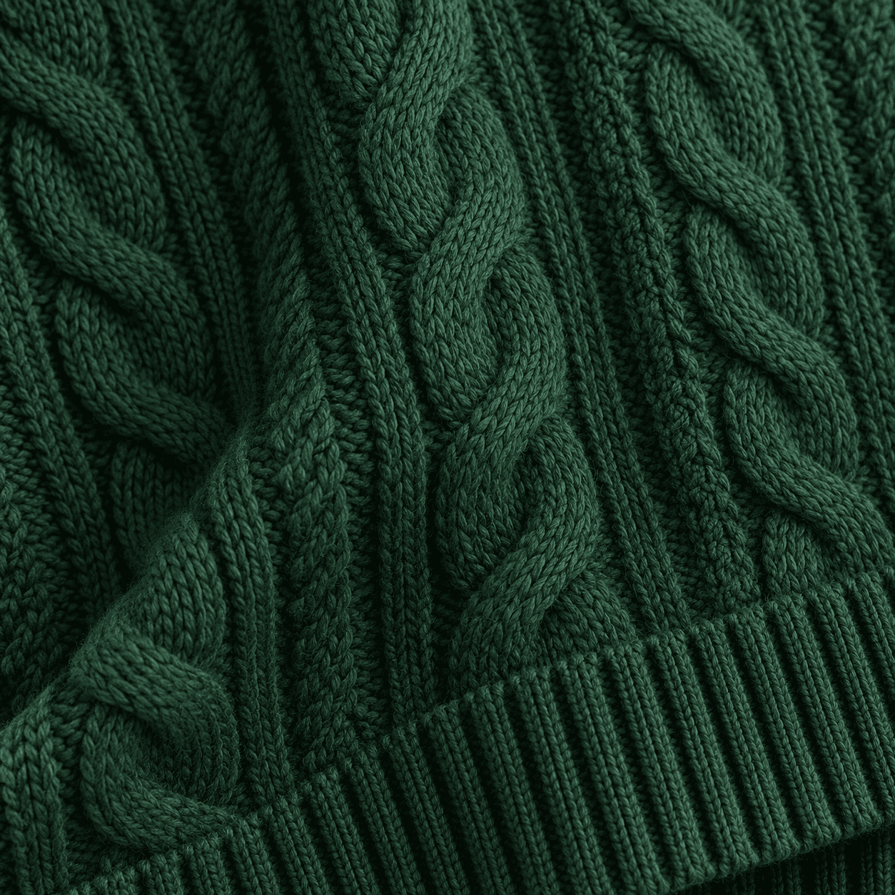Generated close-up of green cable-knit texture