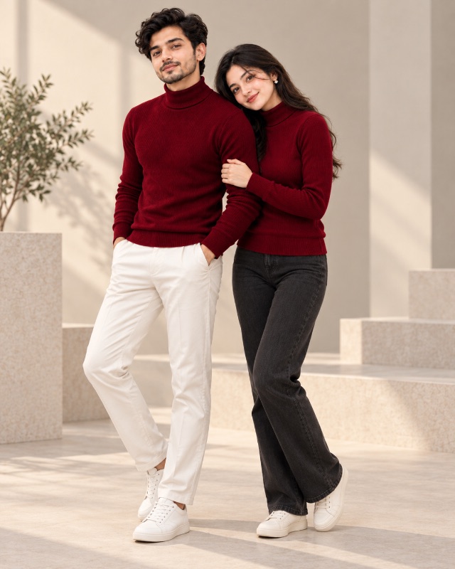 Ribbed High Neck Sweater